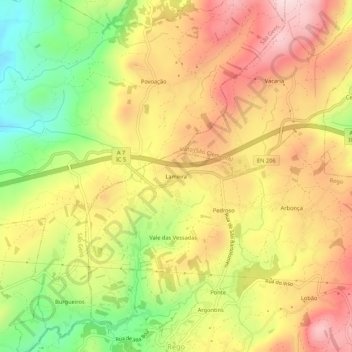 Lameira topographic map, elevation, terrain