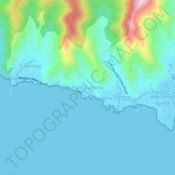 Point Cumana topographic map, elevation, terrain