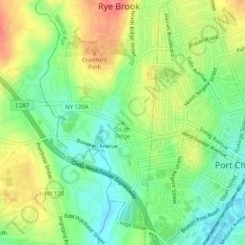 South Ridge topographic map, elevation, terrain