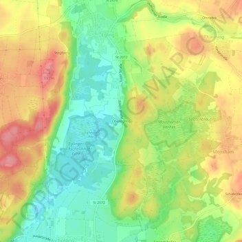 Oberegling topographic map, elevation, terrain
