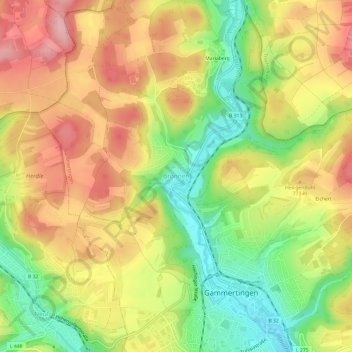 Bronnen topographic map, elevation, terrain