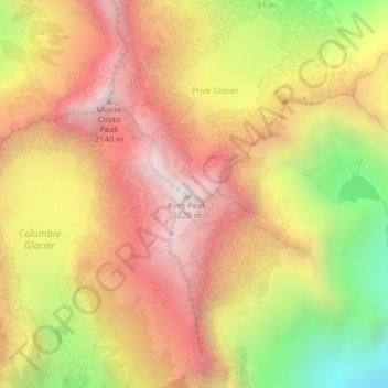 Kyes Peak topographic map, elevation, terrain