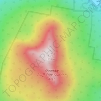 Quamby Bluff topographic map, elevation, terrain