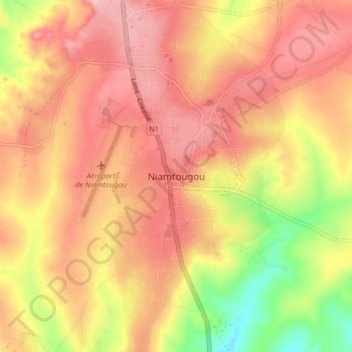 Niamtougou topographic map, elevation, terrain