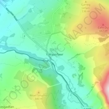 Y Waunfawr topographic map, elevation, terrain