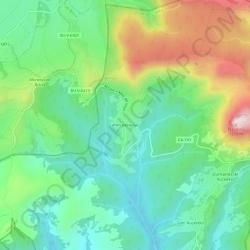 Allén del Hoyo topographic map, elevation, terrain