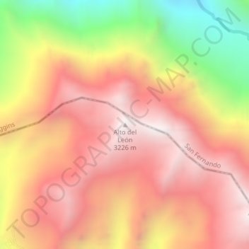Alto del León topographic map, elevation, terrain
