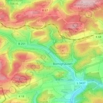 Wiesengrund topographic map, elevation, terrain