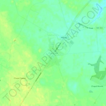 Cordova topographic map, elevation, terrain