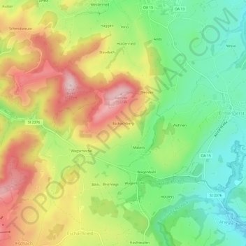 Eschachberg topographic map, elevation, terrain