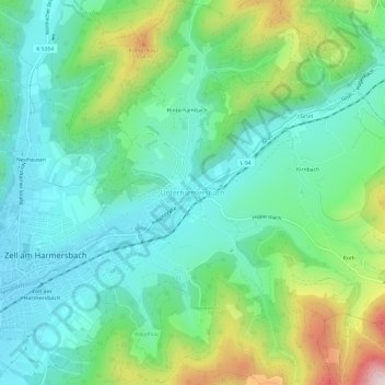 Unterharmersbach topographic map, elevation, terrain