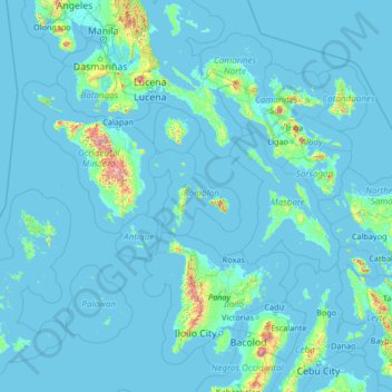 Romblon topographic map, elevation, terrain