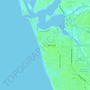 Venice Beach topographic map, elevation, terrain