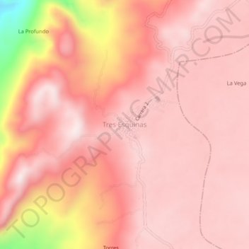 Tres Esquinas topographic map, elevation, terrain