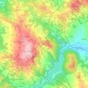 Ruino topographic map, elevation, terrain