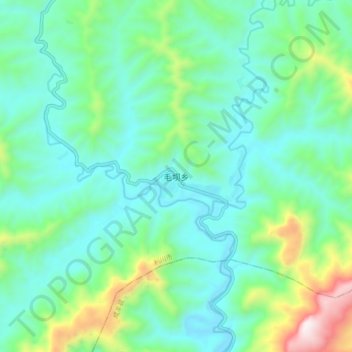 毛坝乡 topographic map, elevation, terrain