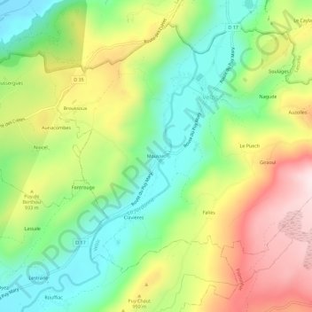 Mousset topographic map, elevation, terrain