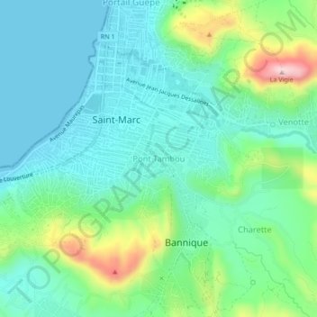 Pont Tambou topographic map, elevation, terrain