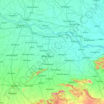 Nālanda topographic map, elevation, terrain