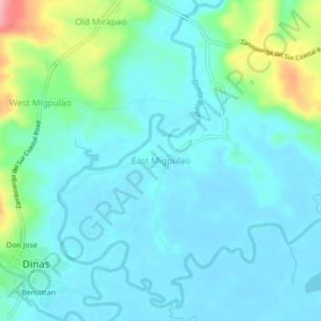 East Migpulao topographic map, elevation, terrain