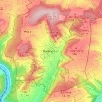 Böttigheim topographic map, elevation, terrain