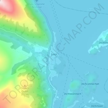Luss topographic map, elevation, terrain