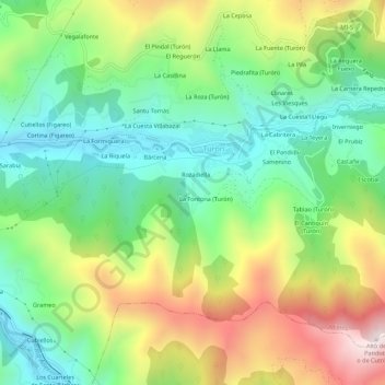 Castriḷḷón topographic map, elevation, terrain