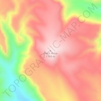 Black Mesa topographic map, elevation, terrain