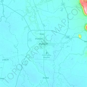 Phitsanulok topographic map, elevation, terrain