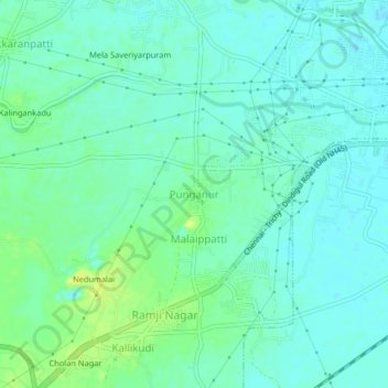 Punganur topographic map, elevation, terrain