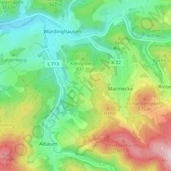 Böminghausen topographic map, elevation, terrain