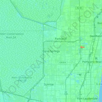Coral Springs topographic map, elevation, terrain