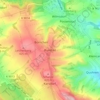 Rundteil topographic map, elevation, terrain