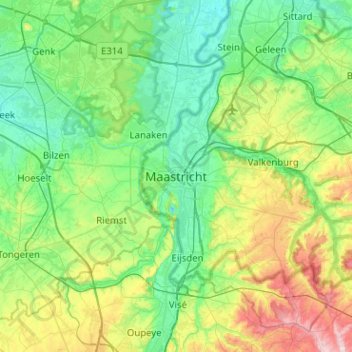 Maastricht topographic map, elevation, terrain