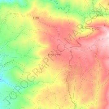 Espadanedo topographic map, elevation, terrain