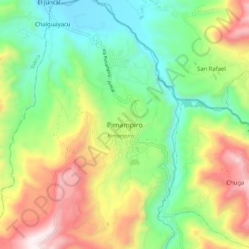Pimampiro topographic map, elevation, terrain