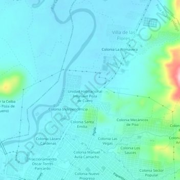 Colonia La Rueda topographic map, elevation, terrain
