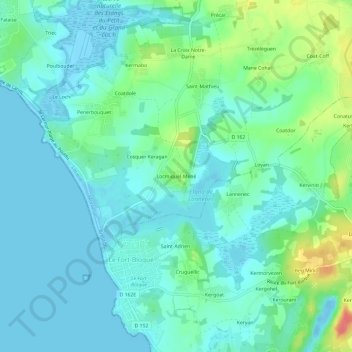 Locmiquel-Méné topographic map, elevation, terrain
