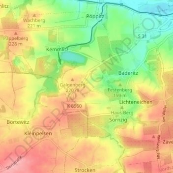 Neusornzig topographic map, elevation, terrain