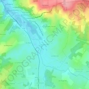 Les Crancons topographic map, elevation, terrain