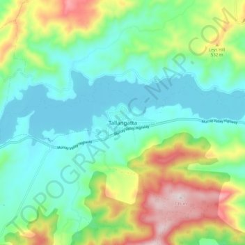 Tallangatta topographic map, elevation, terrain