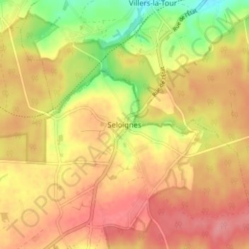 Seloignes topographic map, elevation, terrain