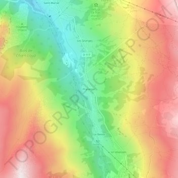Praranger topographic map, elevation, terrain