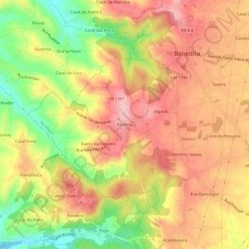 Ribafria topographic map, elevation, terrain