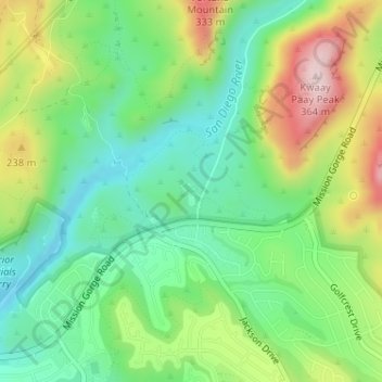 Mission Trails Regional Park topographic map, elevation, terrain