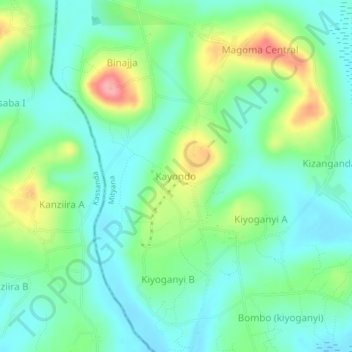 Kayondo topographic map, elevation, terrain