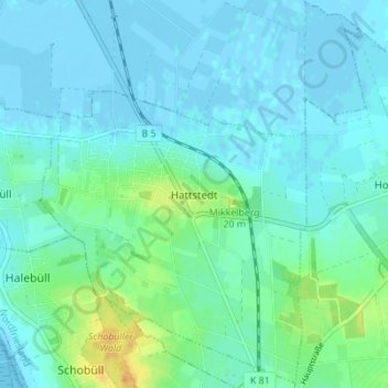 Hattstedt topographic map, elevation, terrain