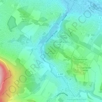 Büchenberg topographic map, elevation, terrain