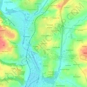 Kerentrée topographic map, elevation, terrain