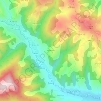 Cocoșești topographic map, elevation, terrain